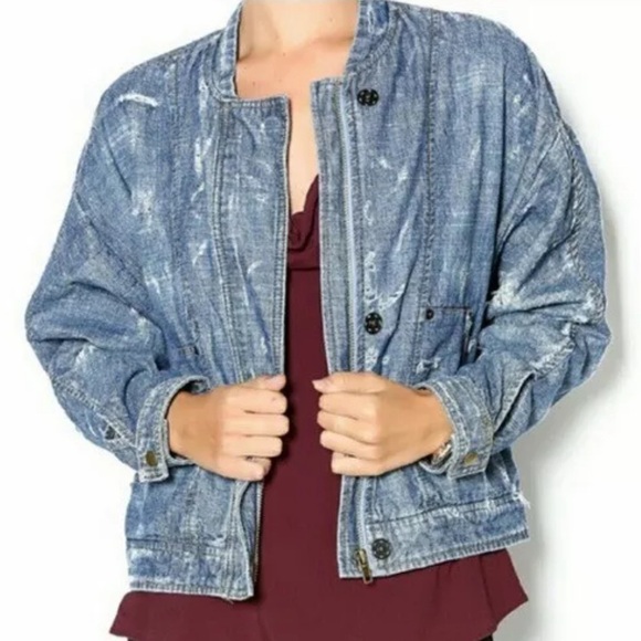 Free People Tattered Distressed Jean Jacket - Size S - Picture 11 of 11